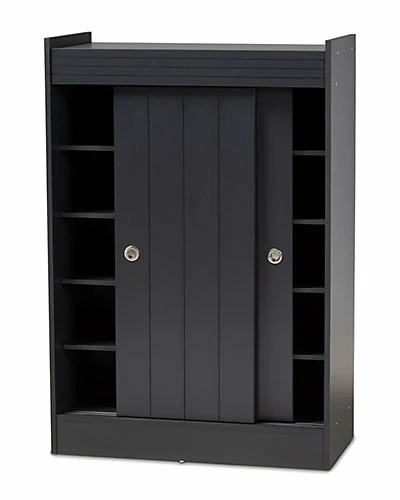 Design Studios Leone Charcoal Finished 2-Door Wood Entryway Shoe Storage Cabinet Home 4 Design Studios Leone Charcoal Finished 2-Door Wood Entryway Shoe Storage Cabinet Home - Image 2