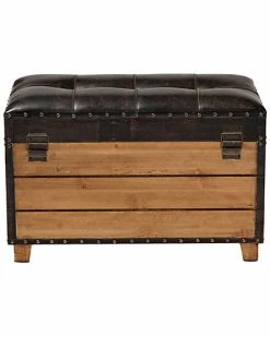 Design Studios Marelli Rustic Upholstered 2pc Wood Storage Trunk Ottoman Set Home Dark Brown/golden Oak -Shop Style Sales 3050271549 RLLD 4