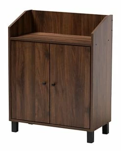 Design Studios Rossin Walnut Brown Finished 2-Door Wood Entryway Shoe Storage Cabinet Home -Shop Style Sales 3050271557 RLLD 1 1