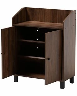 Design Studios Rossin Walnut Brown Finished 2-Door Wood Entryway Shoe Storage Cabinet Home -Shop Style Sales 3050271557 RLLD 4
