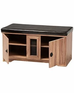 Design Studios Valina Upholstered 2-Door Wood Shoe Storage Bench Home -Shop Style Sales 3050271566 RLLD 4