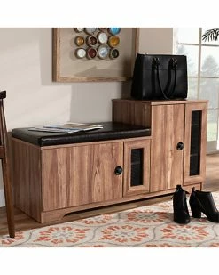 Design Studios Valina Upholstered 2-Door Wood Shoe Storage Bench Home Dark Brown/oak 10 Design Studios Valina Upholstered 2-Door Wood Shoe Storage Bench Home Dark Brown/oak -Shop Style Sales 3050271567 RLLD 2
