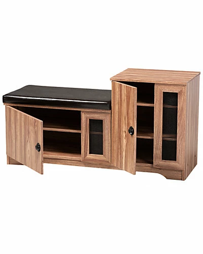 Design Studios Valina Upholstered 2-Door Wood Shoe Storage Bench Home Dark Brown/oak 6 Design Studios Valina Upholstered 2-Door Wood Shoe Storage Bench Home Dark Brown/oak - Image 4