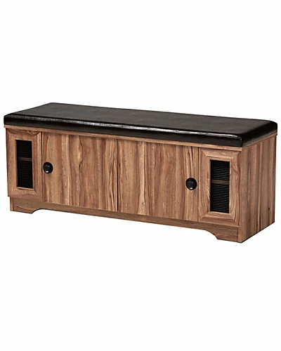 Design Studios Valina Upholstered 2-Door Wood Shoe Storage Bench Home Dark Brown/oak 3 Design Studios Valina Upholstered 2-Door Wood Shoe Storage Bench Home Dark Brown/oak