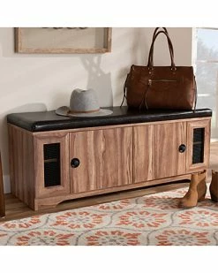 Design Studios Valina Upholstered 2-Door Wood Shoe Storage Bench Home Dark Brown/oak 10 Design Studios Valina Upholstered 2-Door Wood Shoe Storage Bench Home Dark Brown/oak -Shop Style Sales 3050271568 RLLD 2