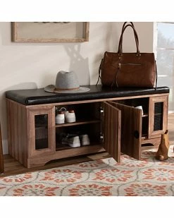 Design Studios Valina Upholstered 2-Door Wood Shoe Storage Bench Home Dark Brown/oak 11 Design Studios Valina Upholstered 2-Door Wood Shoe Storage Bench Home Dark Brown/oak -Shop Style Sales 3050271568 RLLD 3