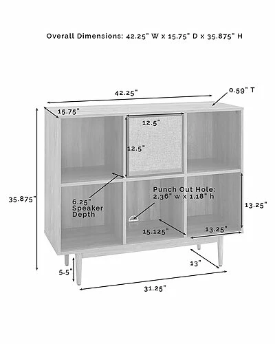Crosley Liam 6 Cube Record Storage Bookcase With Speaker Home 5 Crosley Liam 6 Cube Record Storage Bookcase With Speaker Home - Image 3