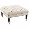 Linon Furniture Isabelle Natural Square Tufted Ottoman Home