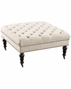 Linon Furniture Isabelle Natural Square Tufted Ottoman Home
