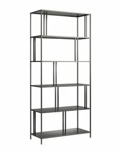 Abraham + Ivy Ernest 34In Wide Gunmetal Gray Bookcase Home