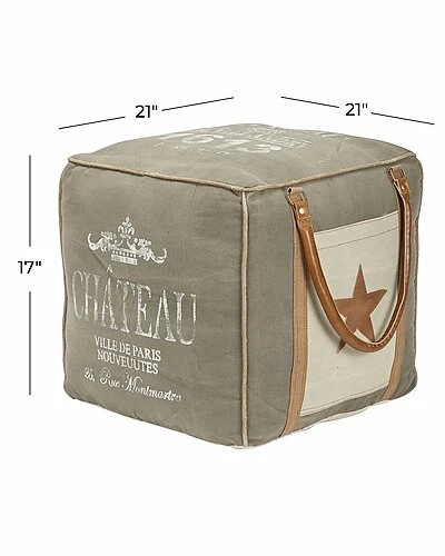 Peyton Lane Rustic Square Canvas Pouf Home 5 Peyton Lane Rustic Square Canvas Pouf Home - Image 3