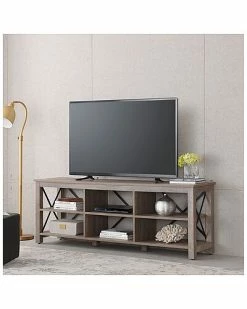 Alternative view of Abraham + Ivy Sawyer 68In Gray Oak Tv Stand Home