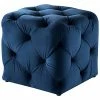 Inspired Home Navy Blue Velvet Ottoman