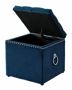 Inspired Home Navy Blue Velvet Storage Ottoman -Shop Style Sales 3050297158 RLLD 4