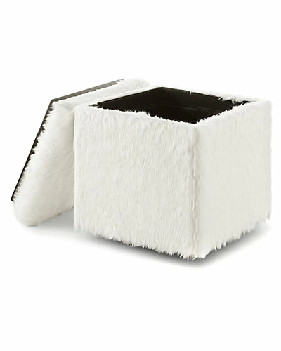 Inspired Home White Faux Fur Ottoman 6 Inspired Home White Faux Fur Ottoman - Image 4