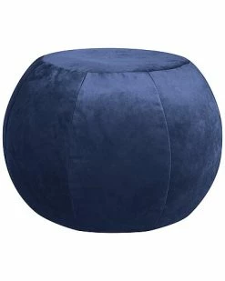 Gouchee Home Plump Indigo Blue Velvet Pouf