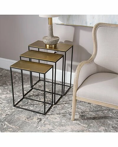Uttermost Coreene Gold Nesting Tables Set/3 Home 4 Uttermost Coreene Gold Nesting Tables Set/3 Home - Image 2