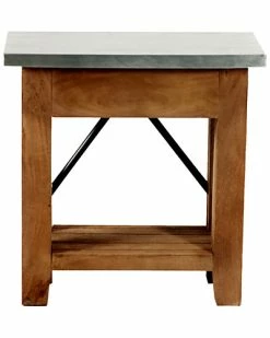 Alaterre Millwork 22in Wood And Zinc Metal End Table With Shelf Home