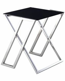 Pasargad Home Luxe Collection Glass/Steel End Table
