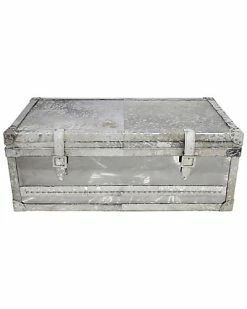 Pasargad Home Forest Collection Steel And Cowhide Silver Trunk