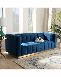 Design Studios Loreto Glam And Luxe Navy Blue Velvet Sofa Home -Shop Style Sales 3050322655 RLLD 2