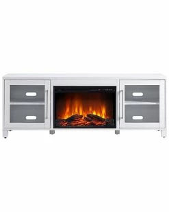 Abraham + Ivy Quincy Rectangular Tv Stand With 26in Log Fireplace For Tv'S Up To 80In Home