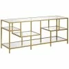 Abraham + Ivy Deveraux Brass Finish Tv Stand With Glass Shelves Home 1 Abraham + Ivy Deveraux Brass Finish Tv Stand With Glass Shelves Home -Shop Style Sales 3050325241 RLLD 1