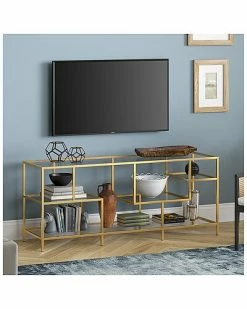 Alternative view of Abraham + Ivy Deveraux Brass Finish Tv Stand With Glass Shelves Home