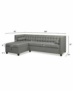 Jennifer Taylor Home 100in Tuxedo Sectional With Reversible Chaise & Storage -Shop Style Sales 3050333873 RLLD 3