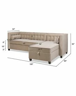 Jennifer Taylor Home 100in Tuxedo Sectional With Reversible Chaise & Storage -Shop Style Sales 3050333874 RLLD 3