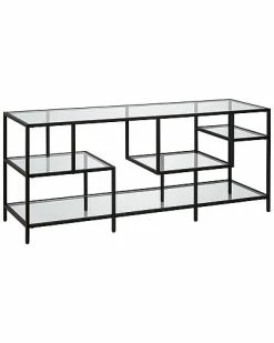 Abraham + Ivy Deveraux Blackened Bronze Tv Stand With Glass Shelves Home