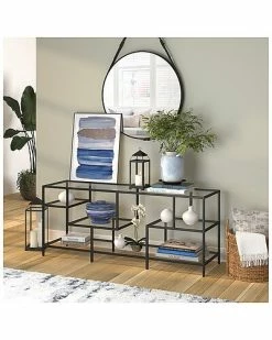 Alternative view of Abraham + Ivy Deveraux Blackened Bronze Tv Stand With Glass Shelves Home