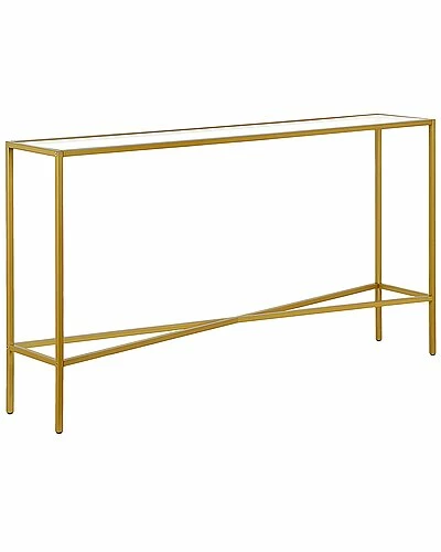 Abraham + Ivy Henley 55In Brass Finish Console Table With Glass Tabletop Home 3 Abraham + Ivy Henley 55In Brass Finish Console Table With Glass Tabletop Home