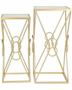 Sagebrook Home T Of 2 MetalMirror 23-26In Knot Accent Tables