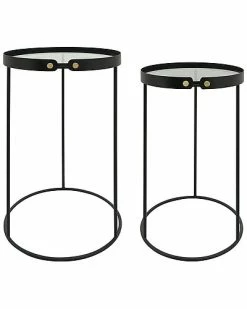 Sagebrook Home Metal Set Of Two 21-23 In Round Side Tables