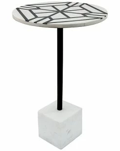 Sagebrook Home MetalMarble Side Table W Resin Top