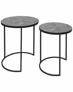 Sagebrook Home T Of 2 Wood 22-24In Round Accent Tables
