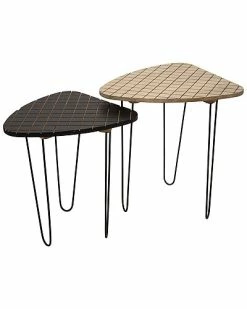 Sagebrook Home T Of 2 Wood/Metal 18-20In BlackWhite Checkered Table