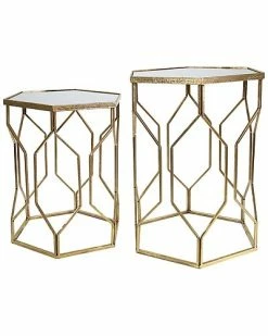 Sagebrook Home T Of 2 Mirrored Hexagon Accent Tables