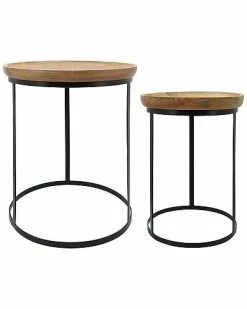 Sagebrook Home T Of 2 Metal/Wood 21-23In Side Tables