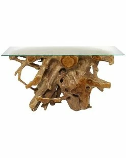 Peyton Lane Contemporary Teak Wood Console Table Home