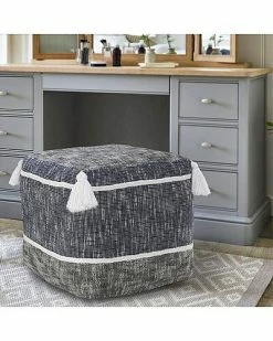 LR Home Modern Distressed Rope Lined And Tasseled Pouf -Shop Style Sales 3050355973 RLLD 2