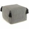 LR Home Striped Gray Pouf With Tassels
