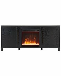 Abraham + Ivy Chabot Rectangular Tv Stand With Crystal Fireplace Home