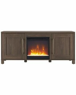 Abraham + Ivy Chabot Rectangular Tv Stand With Crystal Fireplace Home