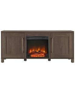 Abraham + Ivy Chabot Rectangular Tv Stand With Log Fireplace For Tv'S Up To 65in Home