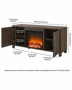 Abraham + Ivy Chabot Rectangular Tv Stand With Log Fireplace For Tv'S Up To 65in Home -Shop Style Sales 3050373959 RLLD 3