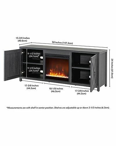 Abraham + Ivy Granger Rectangular Tv Stand With Crystal Fireplace For Tv'S Up To 65in Home 5 Abraham + Ivy Granger Rectangular Tv Stand With Crystal Fireplace For Tv'S Up To 65in Home - Image 3