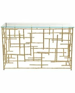 Peyton Lane Contemporary Gold Aluminum Console Table Home -Shop Style Sales 3050388675 RLLD 3