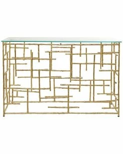 Peyton Lane Contemporary Gold Aluminum Console Table Home -Shop Style Sales 3050388675 RLLD 4